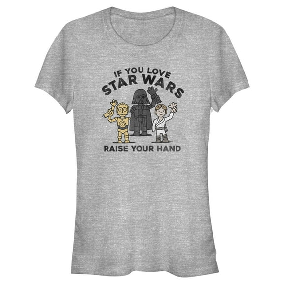 Junior's Star Wars Raise Your Hand Cartoon  Graphic Tee Athletic Heather X Large