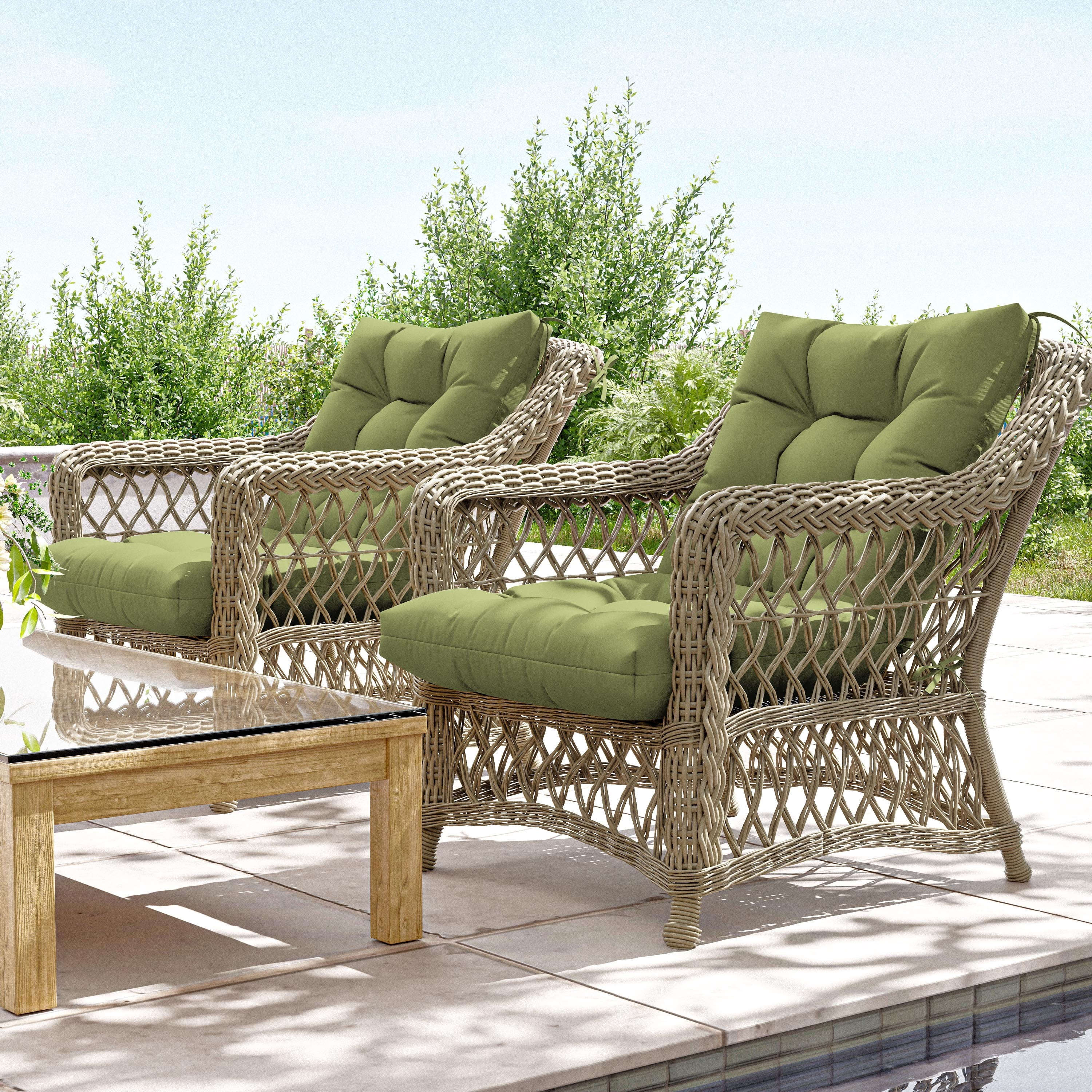 Snubbull Swing Cushions Set of 2, 42" × 21" × 5" Waterproof Rocking Chair Cushions with Ties for Outdoor Indoor Single Seat Cushions, Light Green