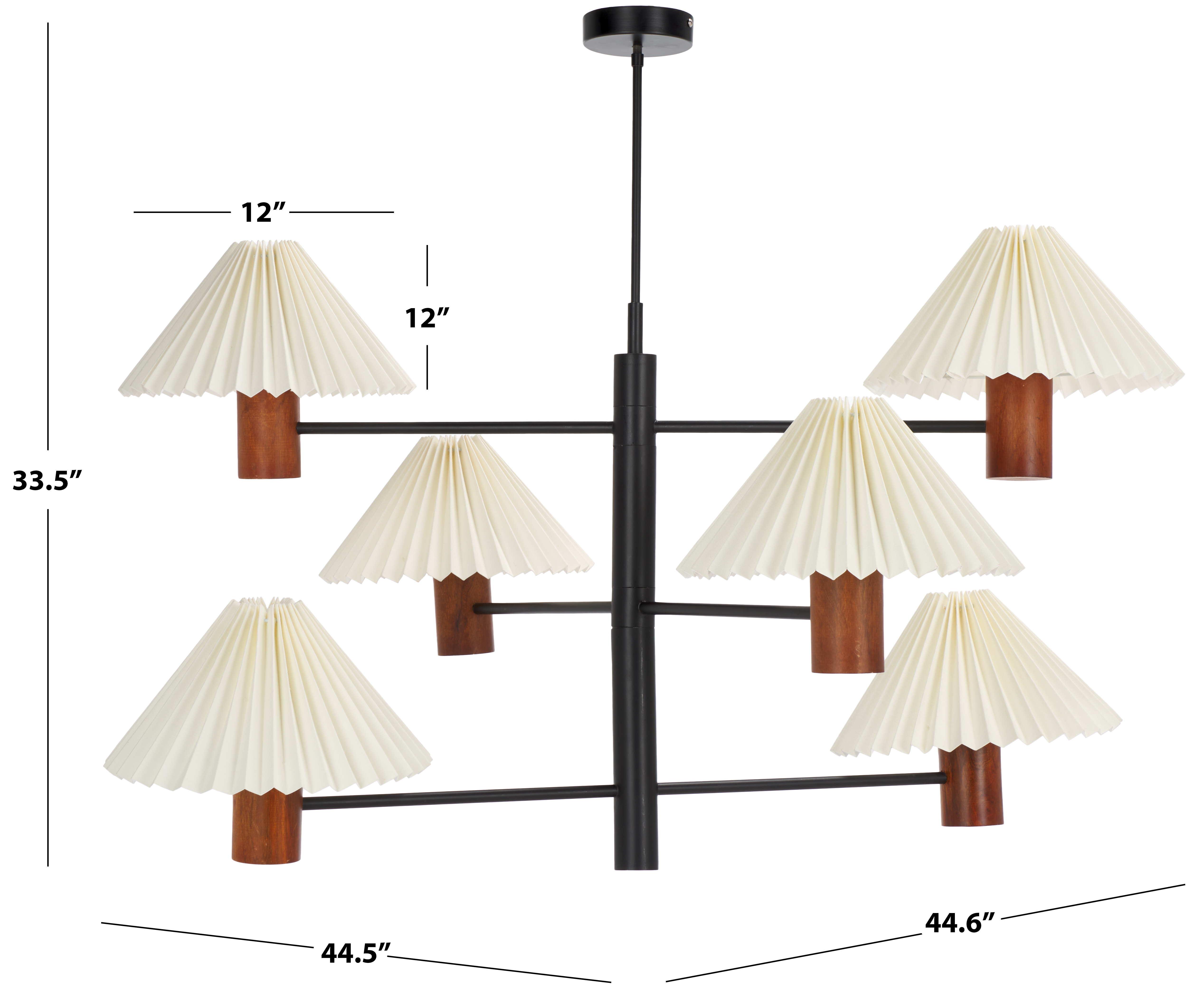Safavieh Jonnah 6-Light 41" Industrial Wood and Iron Pendant Lights, White