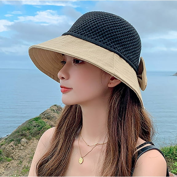 Kiplyki Women's Sunshade Breathable Sun Hat Bow Outdoor Tourism Fisherman Hat