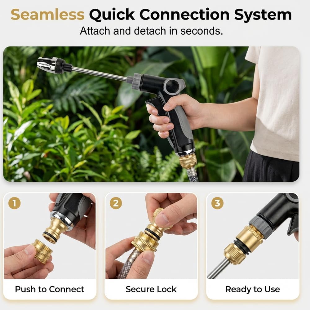 Home High-Pressure Car Wash Water Gun with Booster Nozzle, High-Pressure Home Car Wash Water Gun & Hose Set, Multi Function Lawn & Garden Watering Sprayer