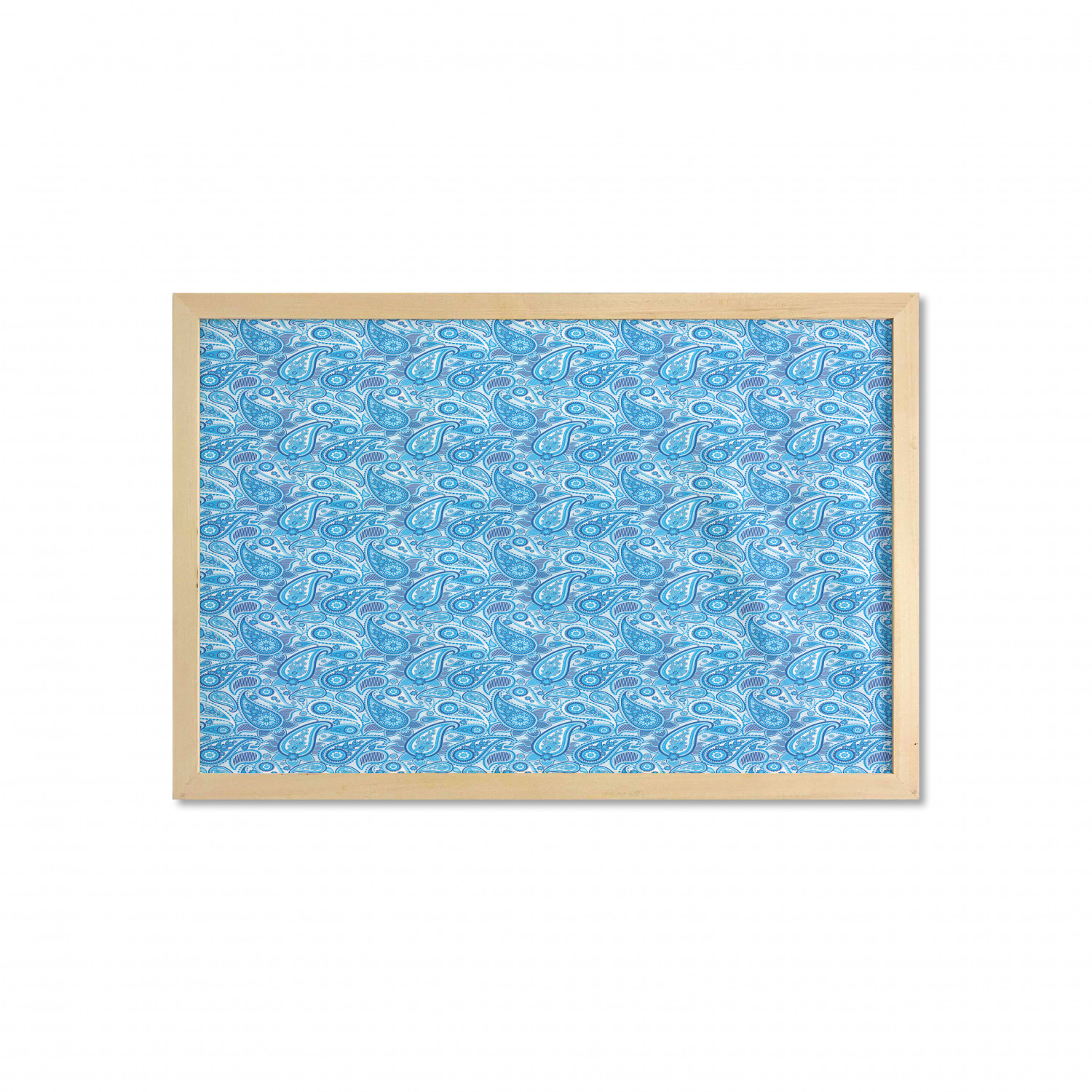 Blue Paisley Wall Art with Frame, Rhythmic Buta Elements with Floral ...