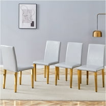 JERFIT 4-Pack Modern Dining Chairs with PU Leather Upholstery, Gold Metal Legs, Comfortable Padded Seats for Kitchen, Dining Room, Restaurant