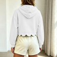 thumbnail image 3 of Cropped Hoodies for Women 2026 Casual Long Sleeve Hooded Sweatshirts Cute Scalloped Hem Hooded with Drawstring Pullover Top, 3 of 5
