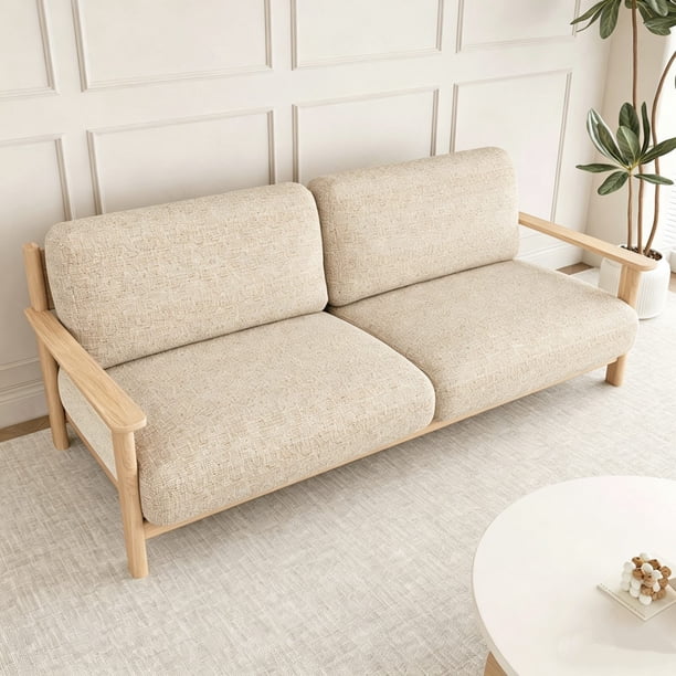 Funda de cojín para sofá con tacto de lino: protector de asiento de sofá suave y transpirable con base antideslizante para sala de estar, descanso diario y uso doméstico a largo plazo.