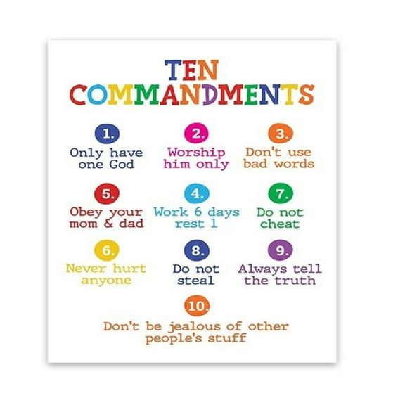 Ten Commandments Poster  God's Rules for  Wall Poster Our Father prayer Decor; Bible Study Scripture Decor for Church; Classroom; Blessed Christian Posters