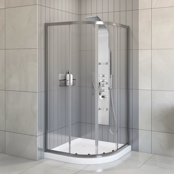 Clyde Polished Chrome Neo Round Corner Sliding Door Shower
