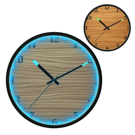 Iauyy Vintage Battery Sunrise Clock Wall Clock 12 inch Fashion Bedroom/Biathroom Lighted Wall Clock for Kitchen Clocks ，Light Brown Texture