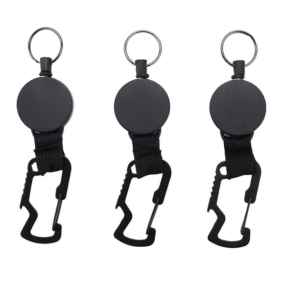 Retractable Keychain - Heavy Duty Holder Reel With Multitool Carabiner Clip,key Ring With Steel Wi