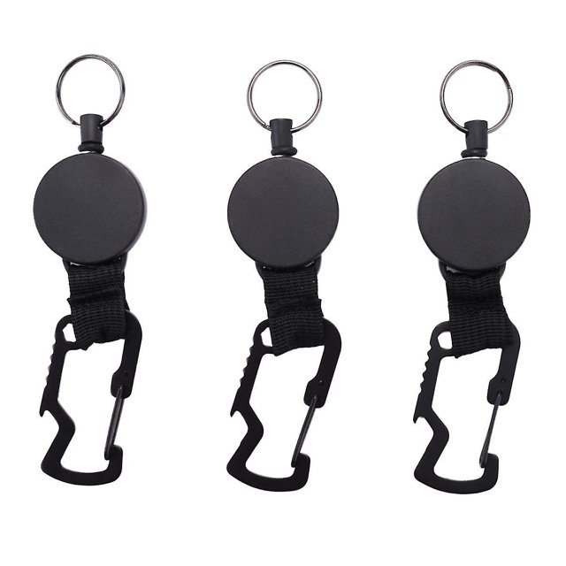 Retractable Keychain - Heavy Duty Holder Reel With Multitool Carabiner Clip,key Ring With Steel Wi