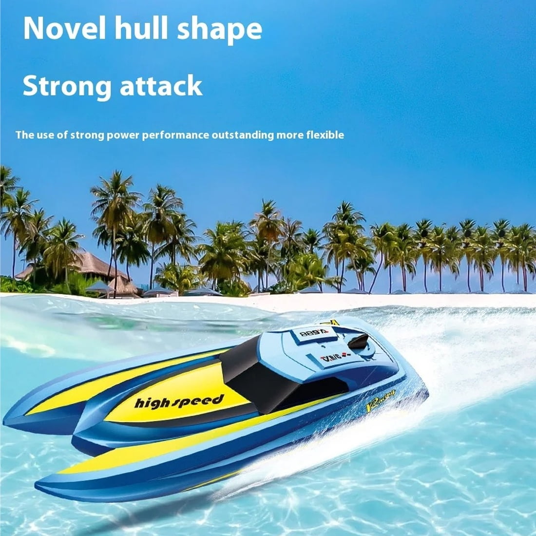 RC Speedboat Remote Control Boat Dual Motor Electric Watercraft With 2.4GHz Long Range Control Waterproof Hull Outdoor Model Boat for Adults Hobbyists- Blue