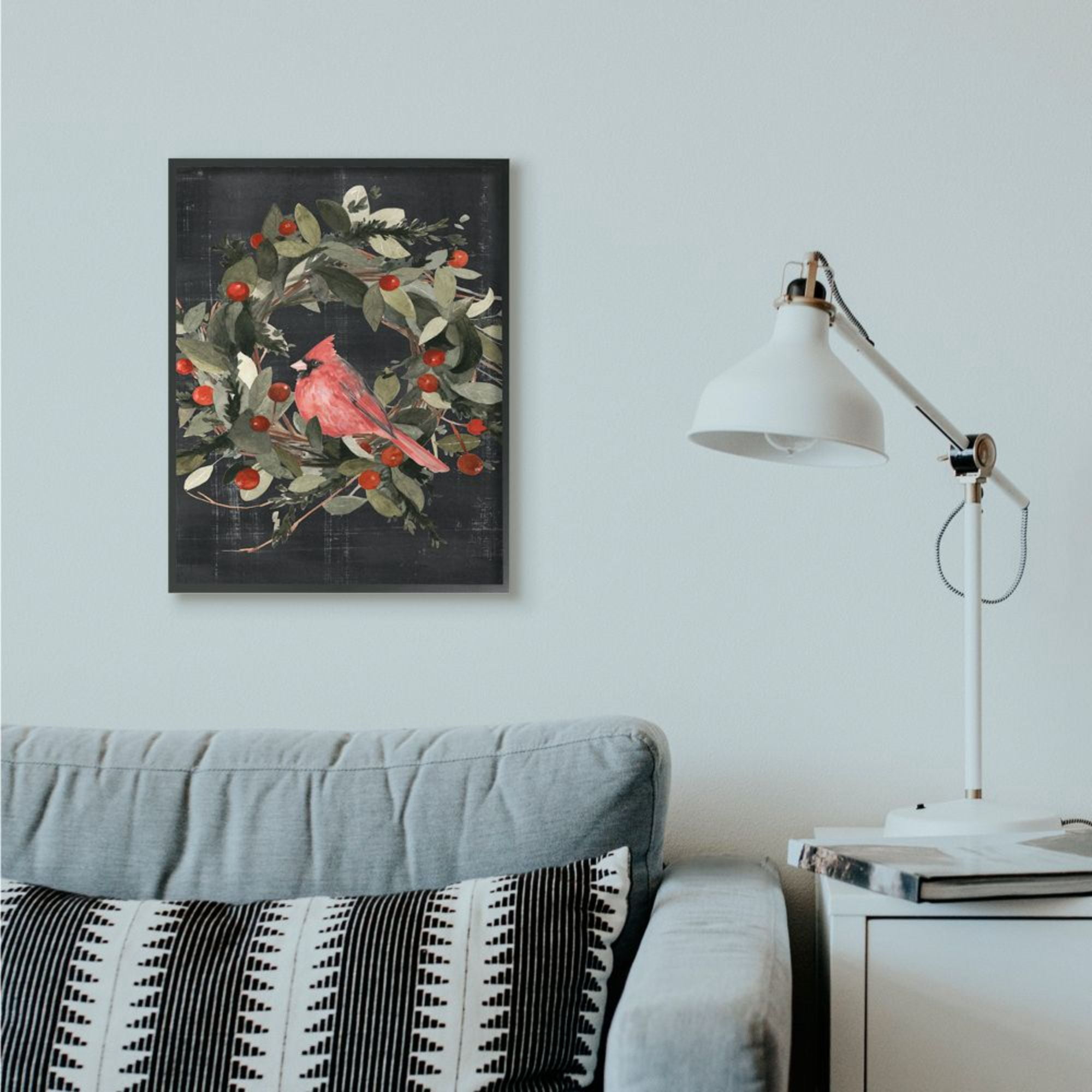 Stupell Indtries Red Cardinal In Wreath Design Framed Wall Art by Emma Scarvey