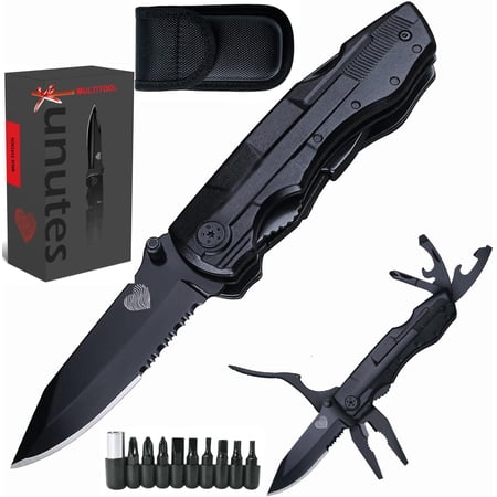 TGHTBA-14 in 1 Multitool Pocket Knife for Men Tactical Multi-Tool Plier 9-in-1 screwdriver set with Nylon Sheath for Survival Camping Gifts for Dad Husband