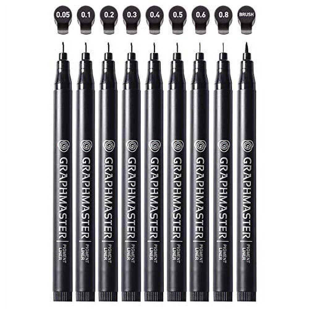 Drawing Pens 0.5mm 2 Pcs, Micro-Line Pens, Fineliner Ink Pen, Waterproof  Black