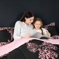 thumbnail image 5 of meiyoeat Girly Leopard Bowknot 7-Piece Twin Bedding Sets For Bow Lover,Pink Cheetah Print Monogrammed J Theme Bedding Comforter Set For Kids,pink Reversible, 5 of 7