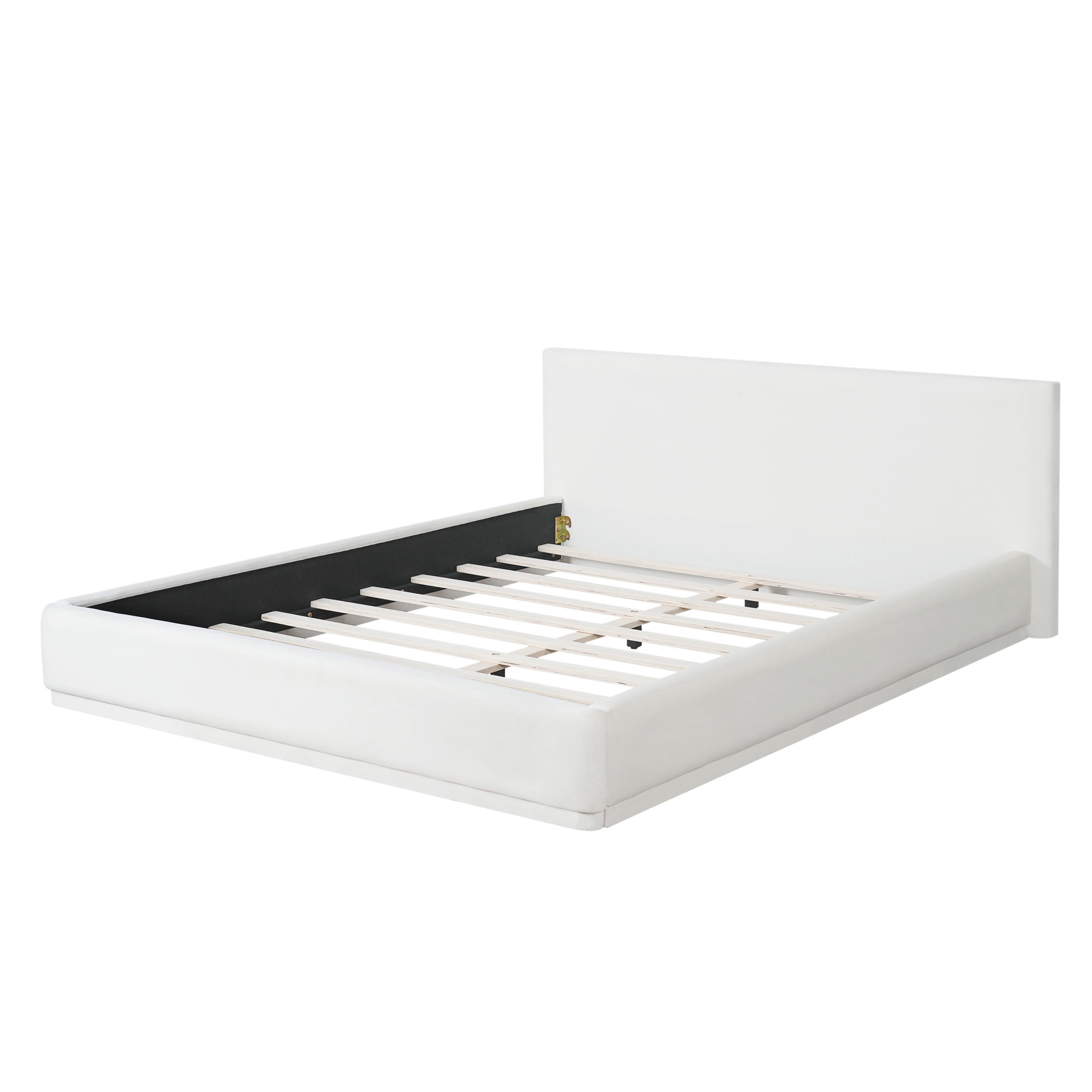 Christopher Knight Home Velvet Upholstered Queen
Bed, Solid Wood Platform Bed Frame, White