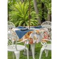 thumbnail image 2 of Outdoor Tablecloth with Umbrella Hole and Zipper, Orange Fall Round Table Cloth 60 Inch Waterproof Tablecloth, Thanksgiving Pumpkins Sunflower Rustic Picnic Table Cover for Patio Camping, 2 of 7