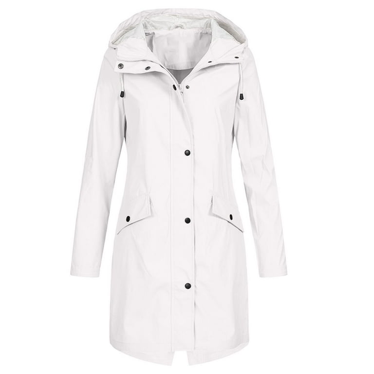 Women Light Rain Coat Waterproof Active Outdoor Trench RainJacket with Hood  Lightweight Long Plus Size for Girls