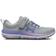 thumbnail image 1 of Under Armour Girls Pre School Assert 10 Alternate Closure Running Shoe, (101) Mod Gray/Nebula Purple/Baja Blue, 11 Little Kid, 1 of 4