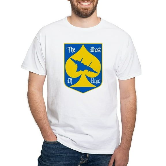 CafePress - The Ghost Of Kyiv Card Pro Ukraine Suppo T Shirt - Men's White Classic Cotton T-Shirts