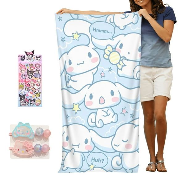 Cinnamoroll Print Yoga Towel - Cute & Absorbent for Yoga Sessions, Featuring charming prints of the beloved character in various cute poses, it adds a touch of fun to your workouts.