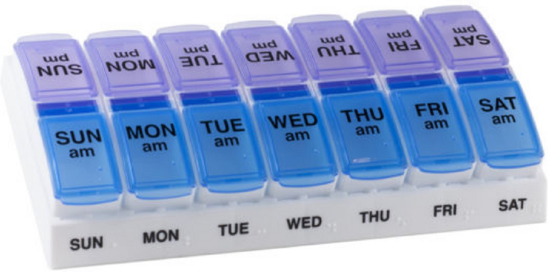 2 Pack Ezy Dose Weekly AM/PM Travel Pill Containers Large 1 Each