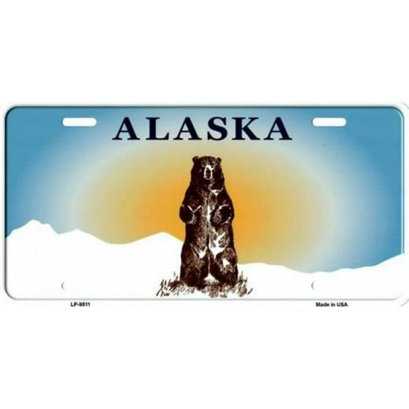 Alaska Bear Background Metal License Plate