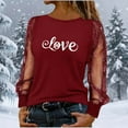 thumbnail image 4 of YTCAMLO Mesh Long Sleeve Womens Blouses Trendy Cute Love Heart Valentines Shirts Lightweight Round Neck Tunic Tops Dressy Outfits, 4 of 7