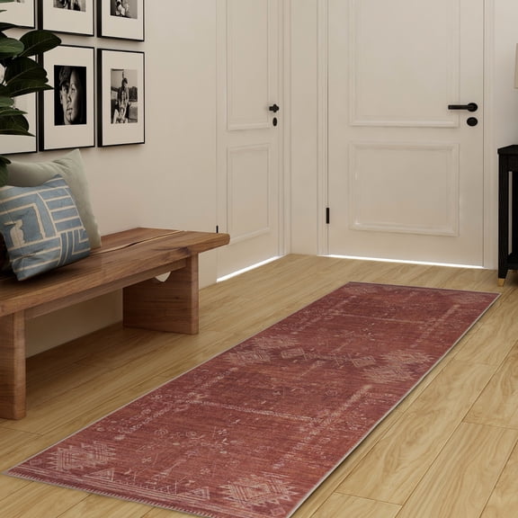 Contemporary Home Living 2.5' x 8' Tribal Geometric Medallion Area Throw Rug Runner - Brown and