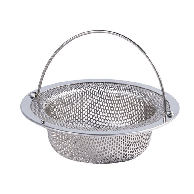 Colador de fregadero, coladores de drenaje de acero inoxidable con asa para levantar fácilmente, diámetro 11 cm
