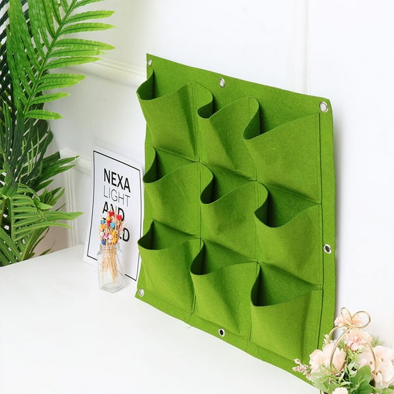 FUTUREORYY Wall Mounted Grow Bag Vertical Hanging Wall Planter Green Felt Cloth 1Set