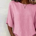 thumbnail image 4 of Neewe Women's Summer Casual Crewneck Half Sleeve T-Shirts Plain Loose Fit Cotton Linen Basic Tops Tees Blouses, 4 of 8