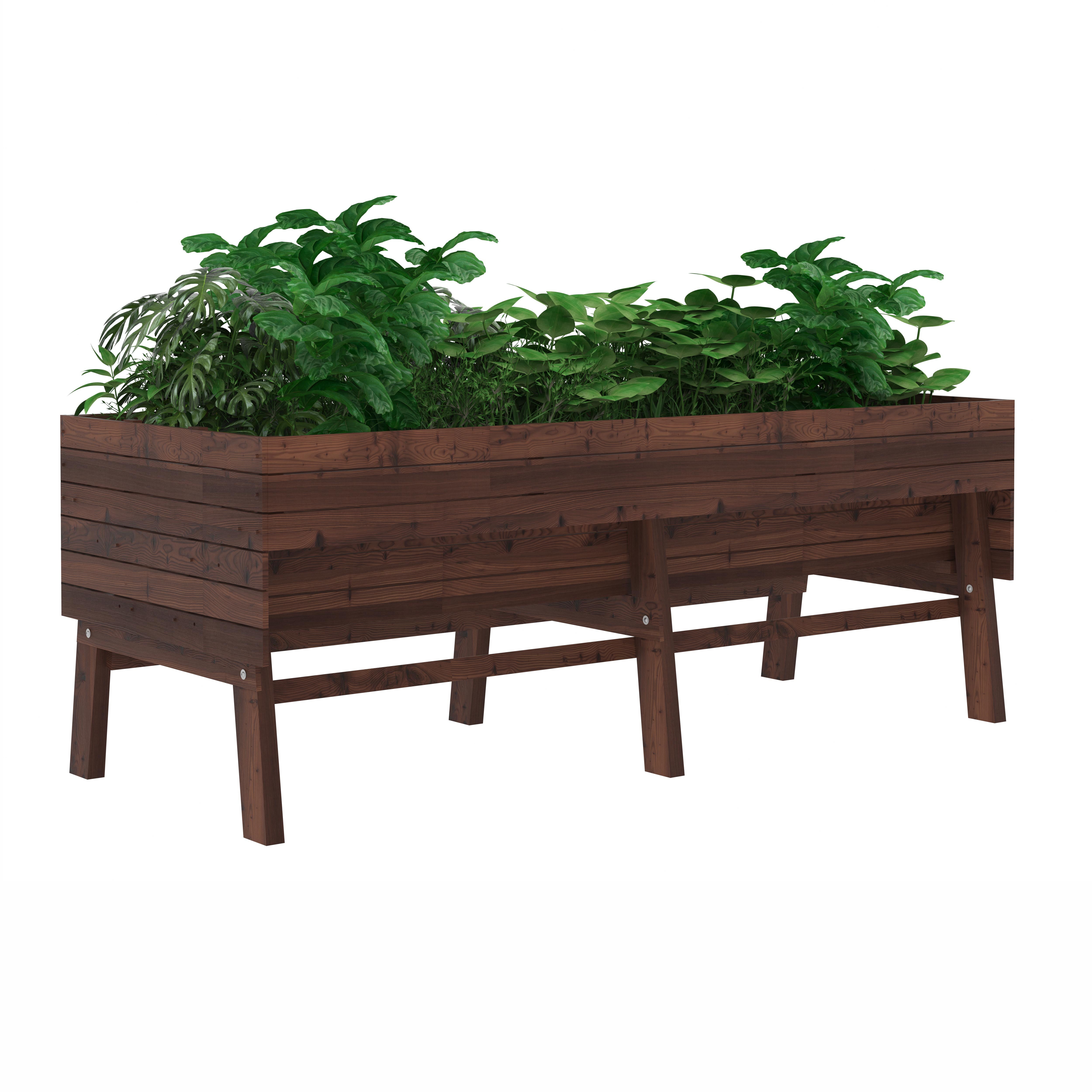 VEIKOUS 71" Outdoor Raised Garden Bed w/Liner, Cedar Wood Elevated Planter Box for Vegetables Flower Herb, Rustic