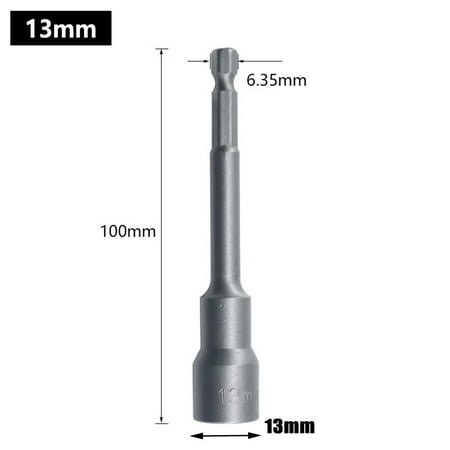 

100mm Long 6mm-19mm Hexagon Nut Driver Drill Bit Socket Wrench Extension Sleeve