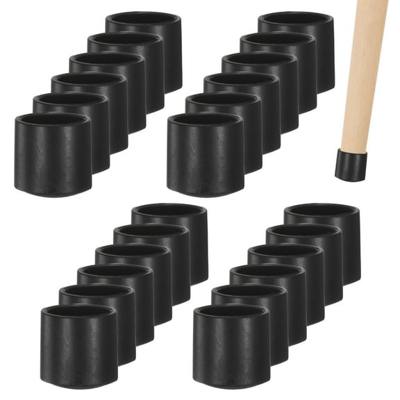 Uxcell 24 Pack Chair Leg Caps 1/2 inch Polyvinyl Chloride Chair Leg Floor Protectors Round Cover End Tips Black