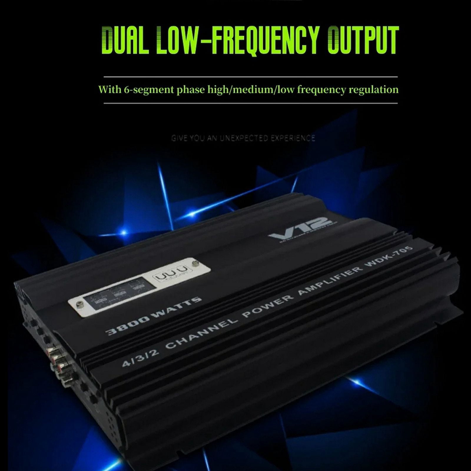 12V 3800W Car Audio Amplifier High Power Dual Bass Output Cart 4 Channel Audio Speaker Subwoofer Amplifier