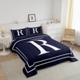 thumbnail image 3 of Erosebridal Initial R Letter Bedding Sets King with Comforter, Navy Comforter Sets King Size, Chic Monogrammed Reversible Down Comforter, Microfiber Room Decor, 3 Pieces, 3 of 8