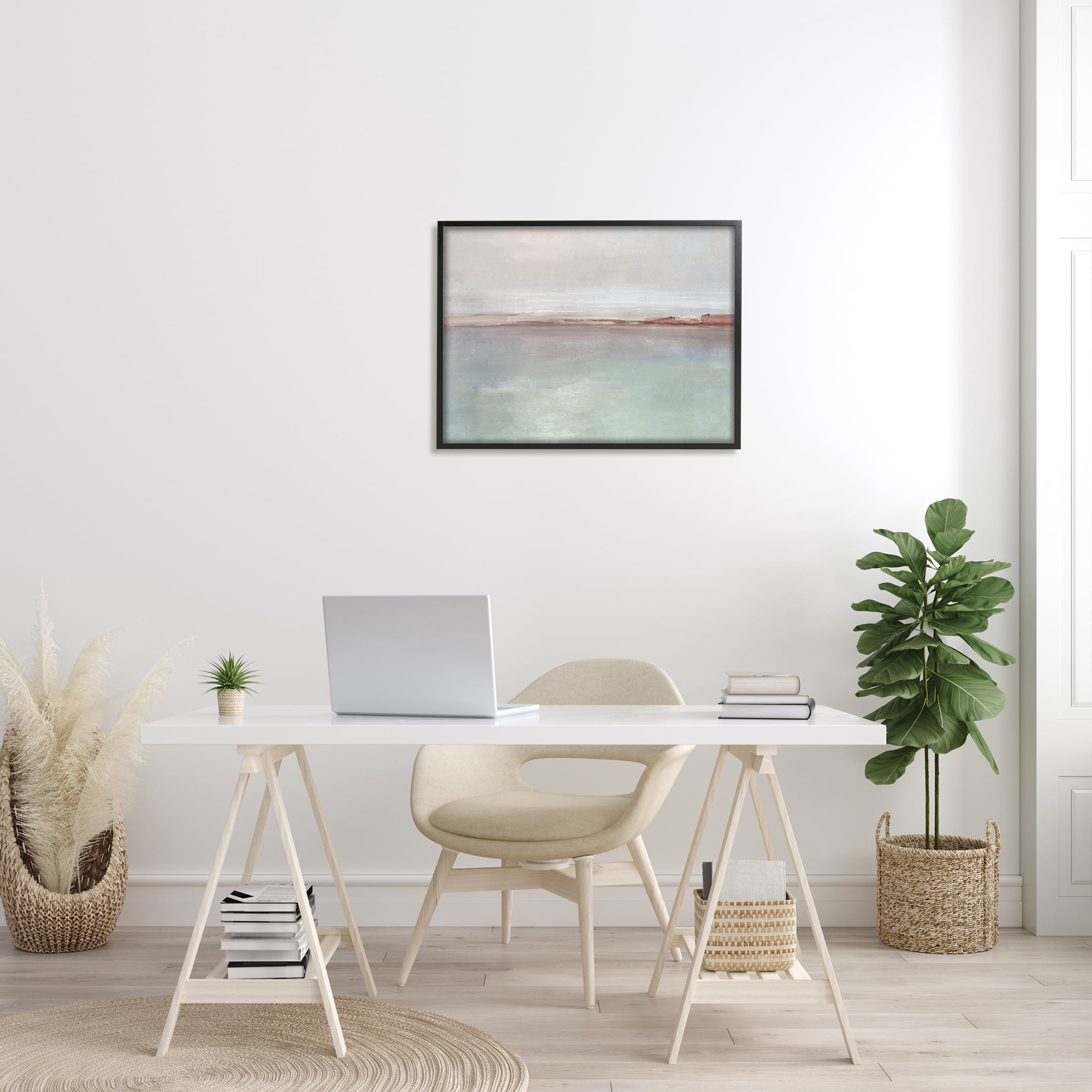 Stupell Indtries Abstract Coastal Landscape Soft Grey Brown Horizon,30 x 24,Design by Sally Swatland