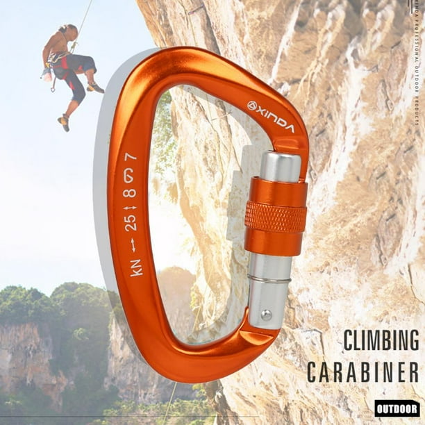 Mosquetón de bloqueo de seguridad en forma de D de 25KN Hebilla para escalada en roca al aire libre (naranja) Hugtrwg Para Estrenar
