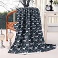 thumbnail image 2 of Dark Blue Cartoon Horse Flower Pattern Blanket,Comfortable Soft Lamb Wool Throw Blanket,All Season,Warm Lightweight Blankets for Sofa Bed Couch Living Room Chair,40"x50", 2 of 4