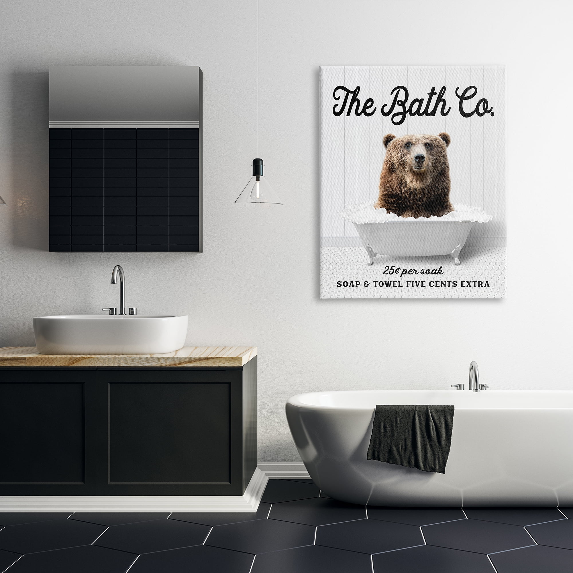 Stupell Industries Bubble Bathtub Bear Animals & Insects Painting Gallery Wrapped Canvas Print Wall Art, 36 x 48
