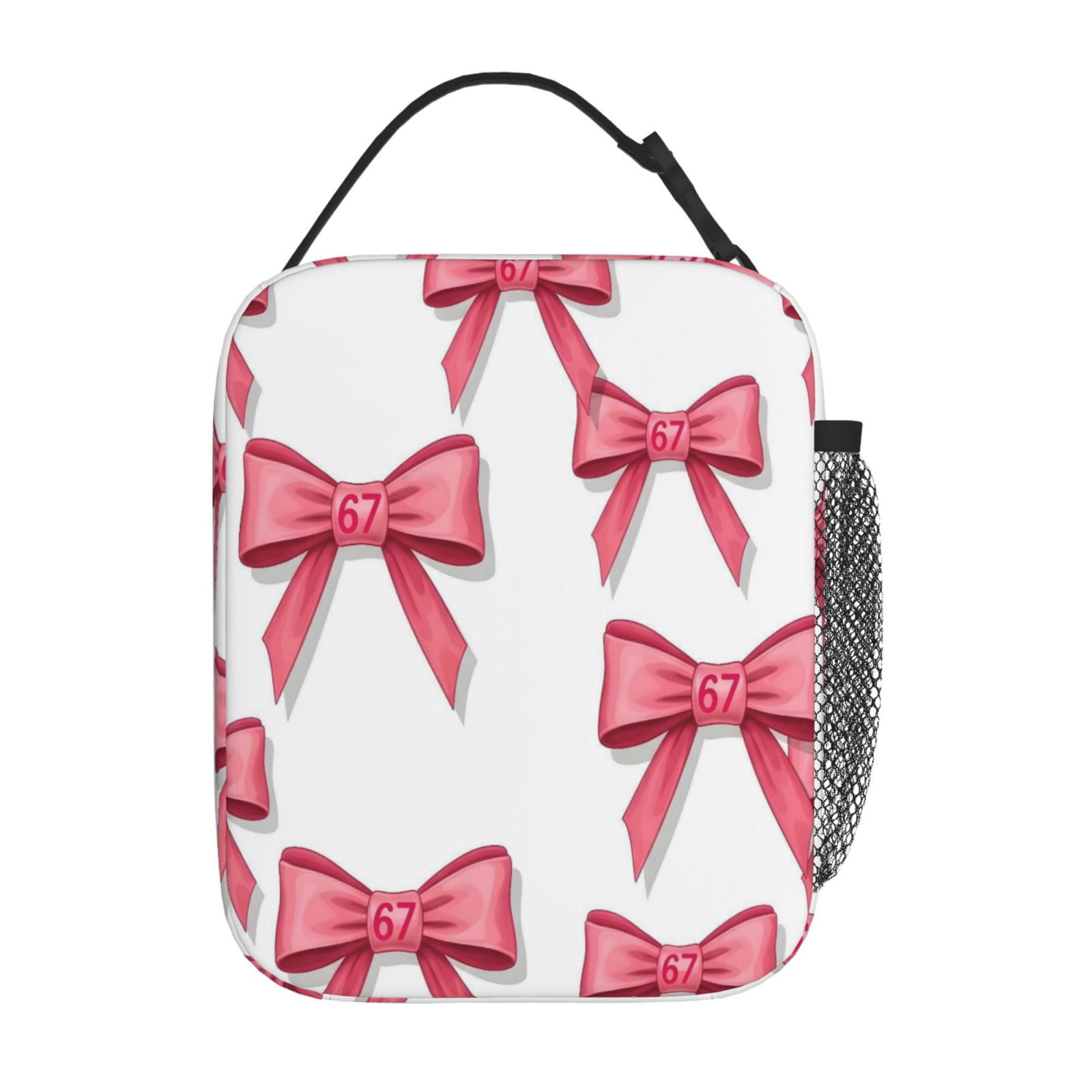 Lunch Bag For Women Men Insulated Portable Lunch Box Bento Box Office Picnic Travel Cooler Bag Pink Ribbon Pattern 67 (3)