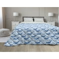 thumbnail image 1 of Whales Down Alternative Comforter, Waves Underwater Fish Big Mammal Motifs Pattern on Plain Backdrop, Microfiber Quilt for All Season, 5 Sizes, White and Dark Ceil Blue, by Ambesonne, 1 of 3