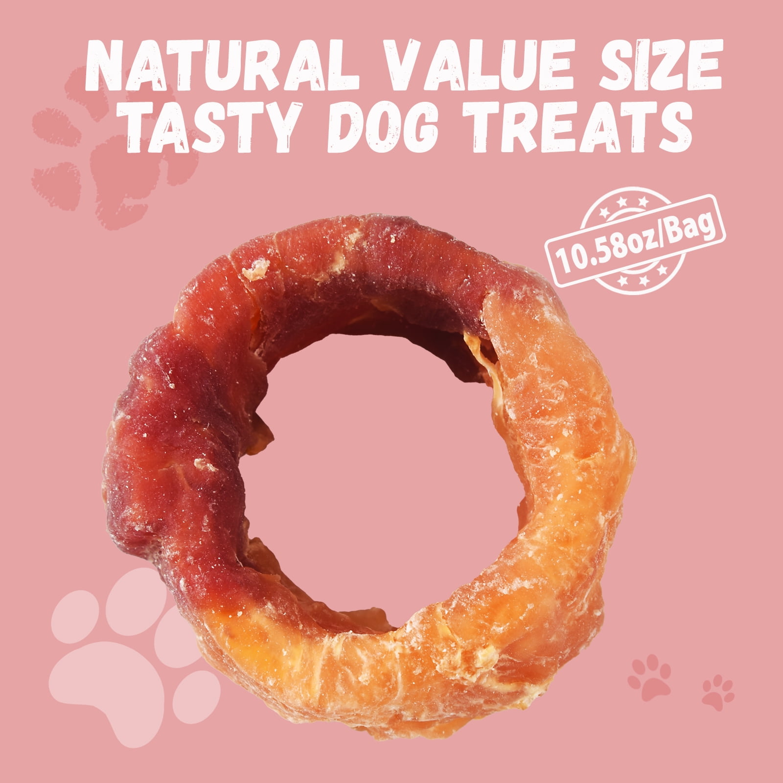 (2 pack) Pawmate Chicken & Duck Wrapped Sweet Potato Donut Dog Treats, Nutritious, Natural & Chewy Snack for All Dogs, 11oz