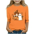 thumbnail image 2 of Afuyipoi Kids Halloween T-shirts(3-12Y), Long Sleeve Round Neck Cute Graphic Print Tops for Party Orange 7-8Years, 2 of 5