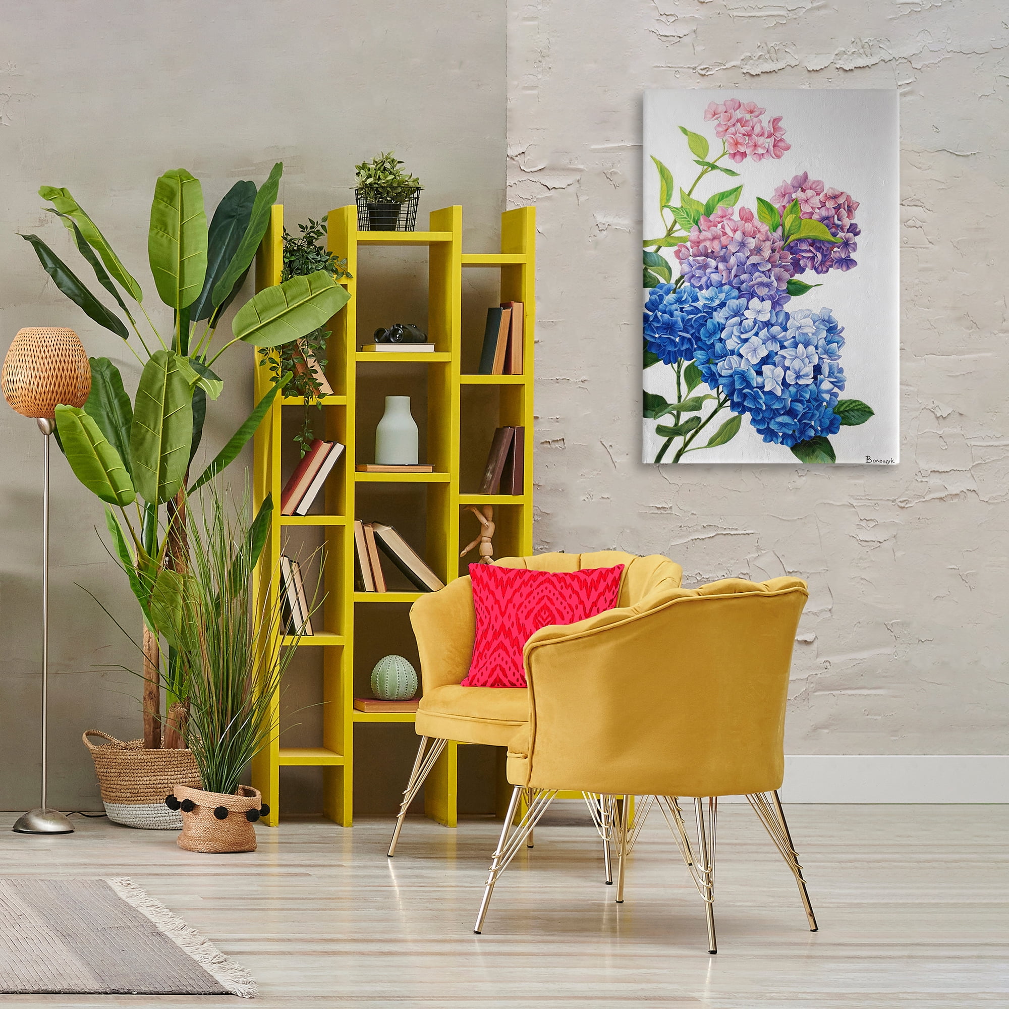 Stupell Industries Detailed Hydrangea Gradient Botanical & Floral Painting Gallery Wrapped Canvas Art Print Wall Art, 24 x 36