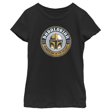 Girl s Star Wars: The Mandalorian Din Djarin Dadalorian Number One in the Galaxy Sticker Graphic Tee Black / 1 Small