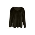 thumbnail image 4 of qucoqpe Womens Velvet Tops Fall Casual V Neck Long Sleeve Shirts Fashion Solid Color Loose Pullover Tops Dressy Casual Blouses, 4 of 7