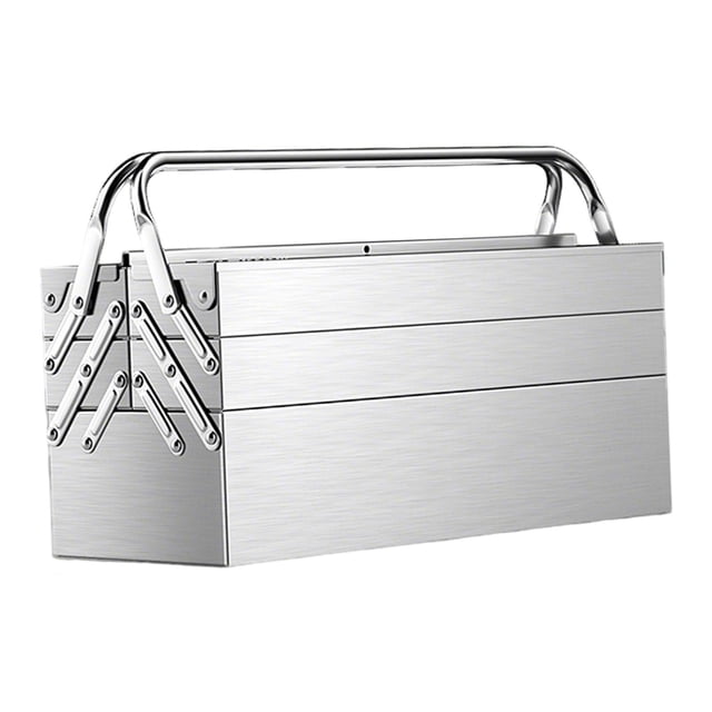 davian Tool Box Fold Out Storage Case Organizer Stainless Steel Chest Suitcase Handle Lock Secure MultiFunction Tray Suitable for home garage equipment storage three layer