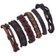 thumbnail image 1 of Pulsera de cuero trenzada de 6 piezas para hombres y mujeres, brazalete ajustable, 1 of 5